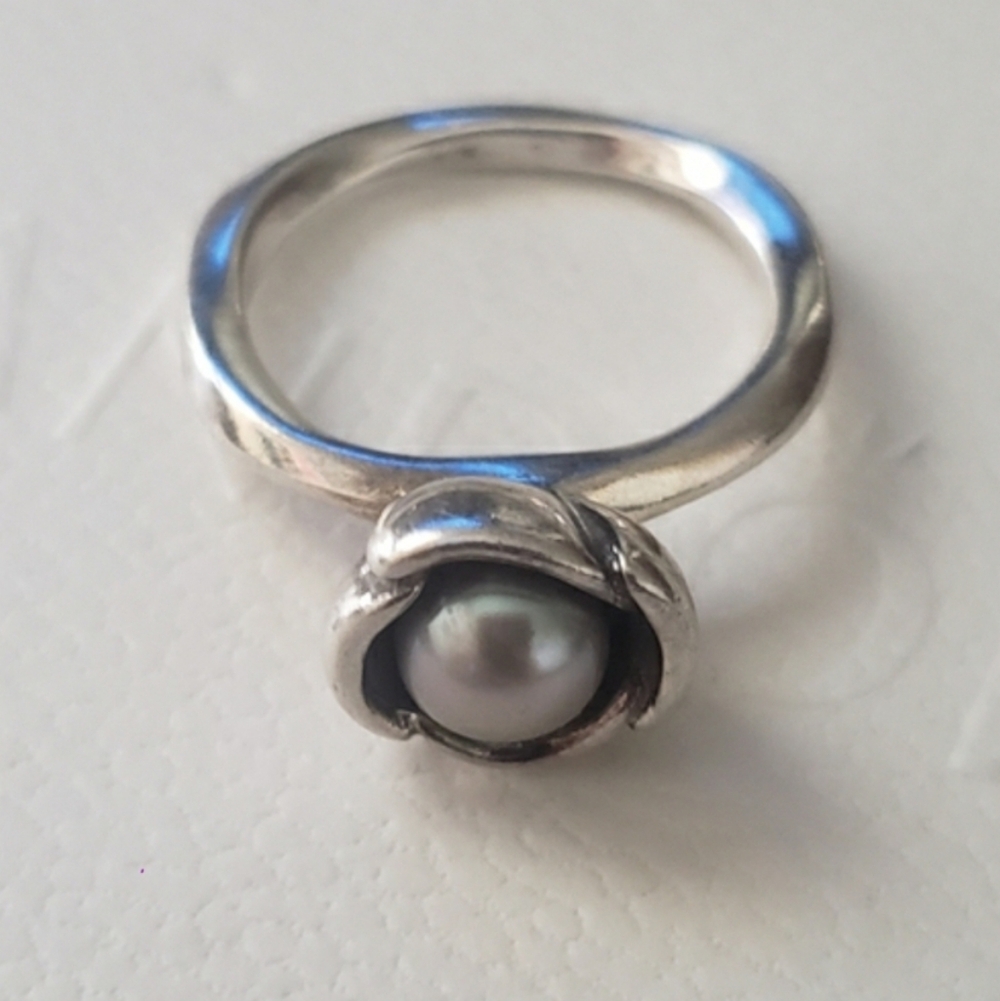 Pandora Silver Bloom/My Wish Genuine Pearl Ring